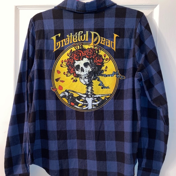 Target Tops - Grateful Dead NEW Flannel Blue Black Music Band Target Plaid XS Extra Small